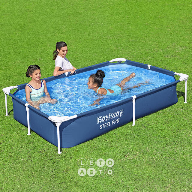 Прямоугольный каркасный бассейн Bestway Steel Pro 221*150*43 см Bestway