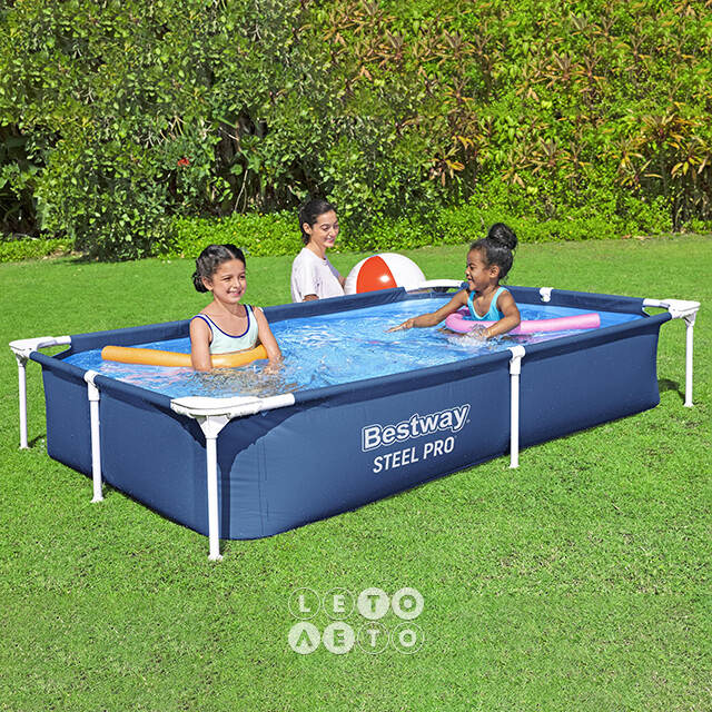 Прямоугольный каркасный бассейн Bestway Steel Pro 221*150*43 см Bestway