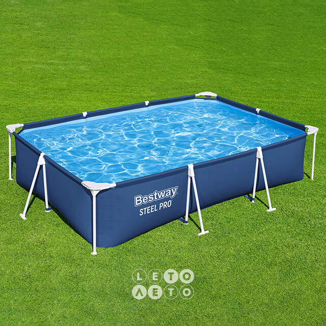 Прямоугольный каркасный бассейн 56411 Bestway Steel Pro 300*201*66 см, фильтр-насос Bestway