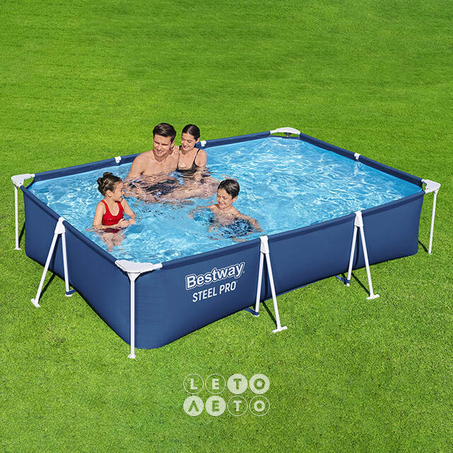 Прямоугольный каркасный бассейн 56411 Bestway Steel Pro 300*201*66 см, фильтр-насос Bestway