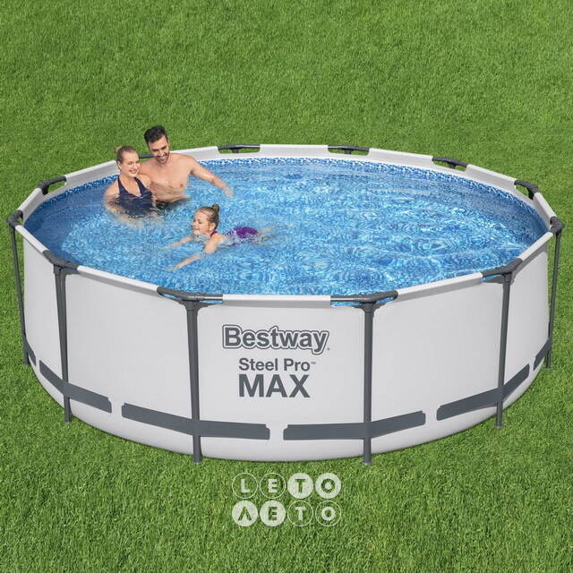Круглый каркасный бассейн 56418 Bestway Steel Pro Max 366*100 см, фильтр-насос, лестница Bestway