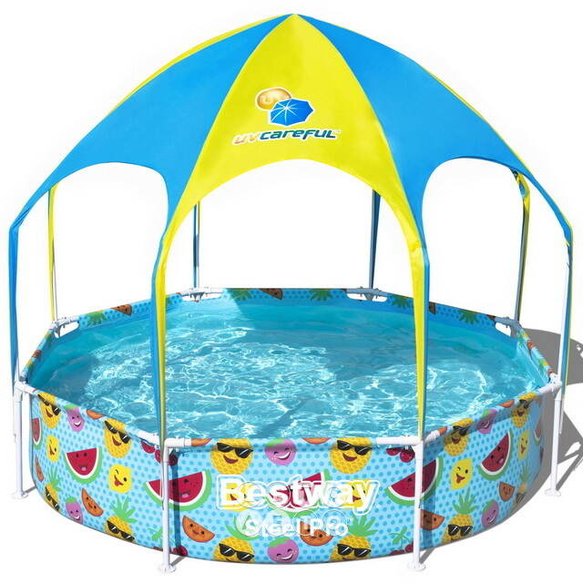Каркасный бассейн 56432 Bestway Splash-in-Shade 244*51 см с навесом и разбрызгивателем Bestway