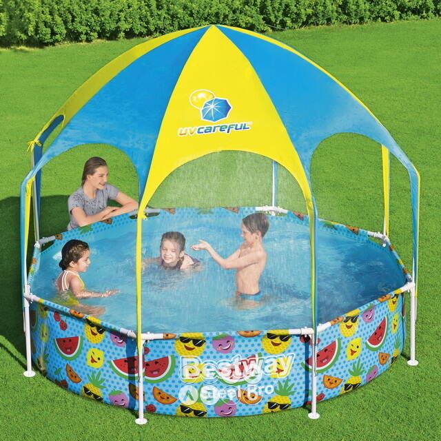 Каркасный бассейн 56432 Bestway Splash-in-Shade 244*51 см с навесом и разбрызгивателем Bestway