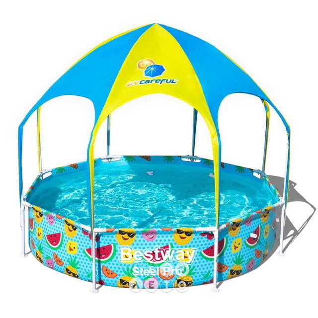 Каркасный бассейн 56432 Bestway Splash-in-Shade 244*51 см с навесом и разбрызгивателем Bestway