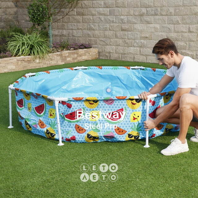 Каркасный бассейн 56432 Bestway Splash-in-Shade 244*51 см с навесом и разбрызгивателем Bestway