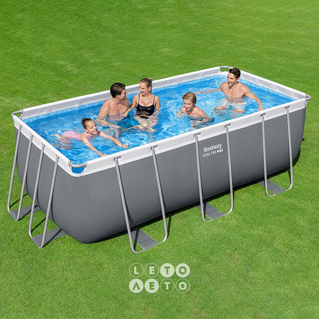Прямоугольный каркасный бассейн 56457 Bestway Steel Pro Max 412*201*122 см, песочный фильтр-насос, аксессуары Bestway