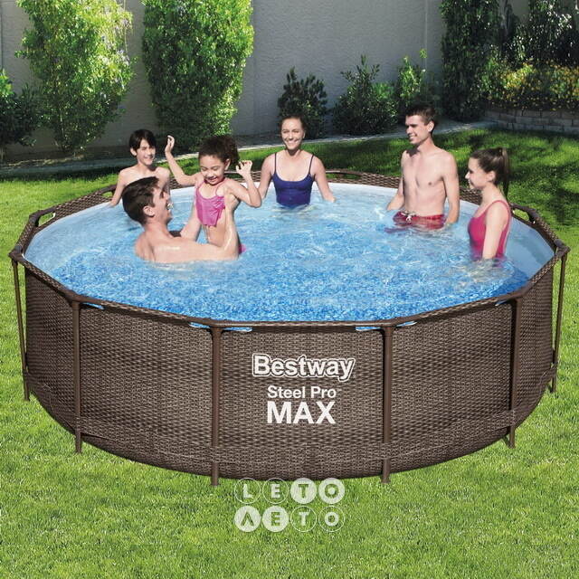 Каркасный бассейн 56709 Bestway Steel Pro Max - Rattan 366*100 см, фильтр-насос, лестница Bestway