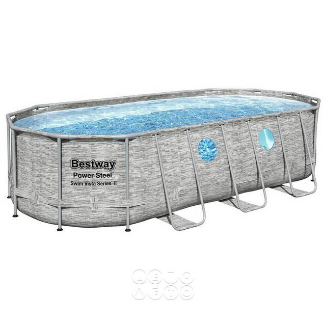Каркасный овальный бассейн 56716 Bestway Power Steel Swim Vista 549*274*122 см, фильтр-насос, аксессуары Bestway