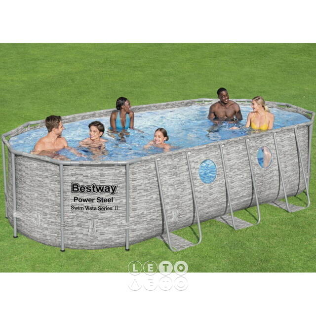 Каркасный овальный бассейн 56716 Bestway Power Steel Swim Vista 549*274*122 см, фильтр-насос, аксессуары Bestway