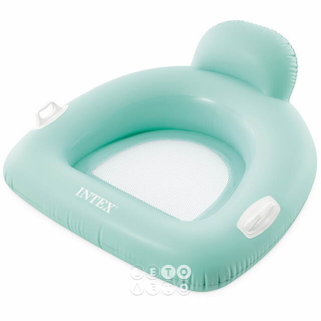 Надувное кресло для плавания с сетчатым дном 114*107 см голубое INTEX (Интекс)