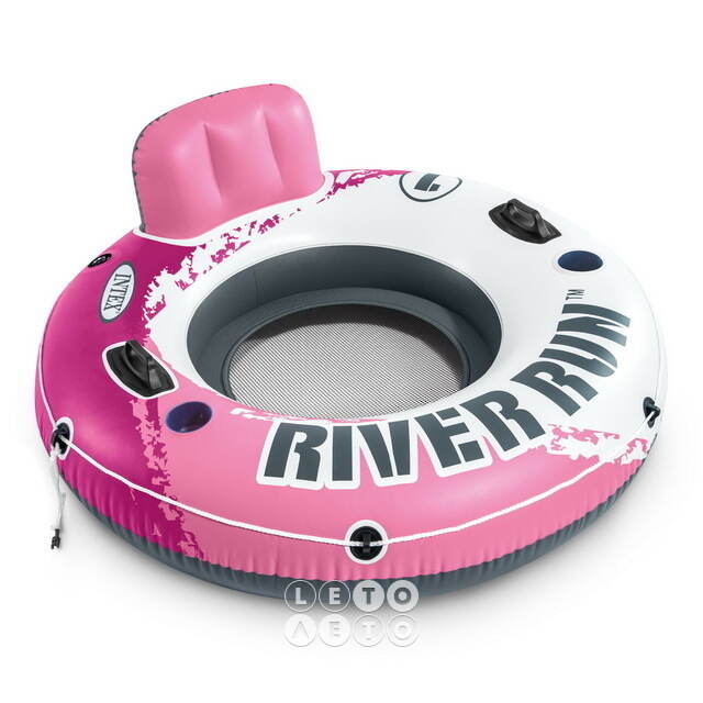 Надувной круг-кресло River Run с сетчатым дном 135 см розовый INTEX