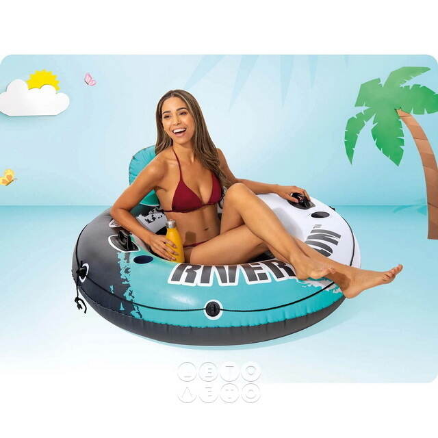 Надувной круг-кресло River Run с сетчатым дном 135 см аквамарин INTEX
