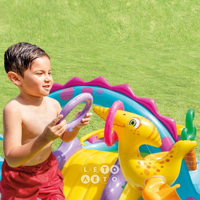 Игровой центр Динолэнд 57135 Intex 302*229*112 см с горкой и фонтаном, клапан INTEX