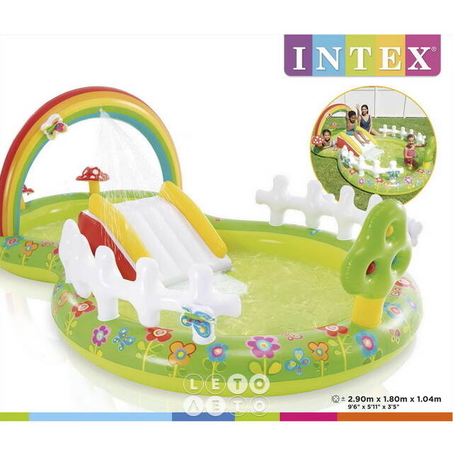 Игровой центр Цветочный Сад 57154 Intex 290*180*104 см с горкой и фонтаном, клапан INTEX