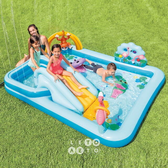 Игровой центр Джунгли 57161 Intex 244*198*71 см с горкой и фонтаном, клапан INTEX