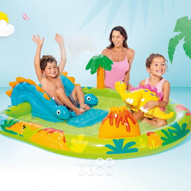 Игровой центр Дино Остров 57166 Intex 191*152*58 см с горкой и фонтаном INTEX