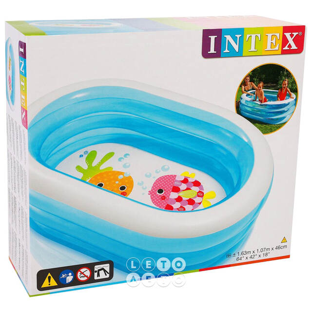 Детский бассейн Яркие Рыбки 163*107*46 см, клапан INTEX