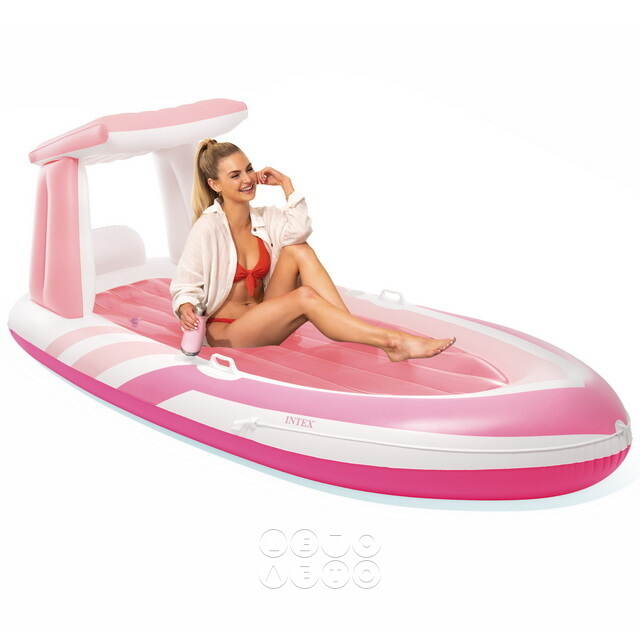 Надувной матрас-плот с навесом Pinky Lounge 244*119 см, розовый INTEX