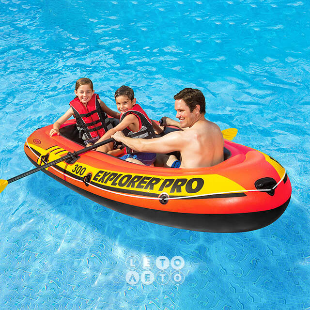 Надувная лодка Explorer Pro-300-Set 244*117*36 см + насос и весла INTEX