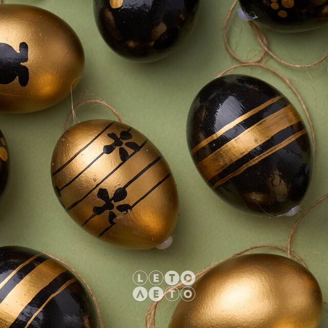 Пасхальные подвески Яйца - Golden Easter 6 см, 12 шт, натуральные Breitner