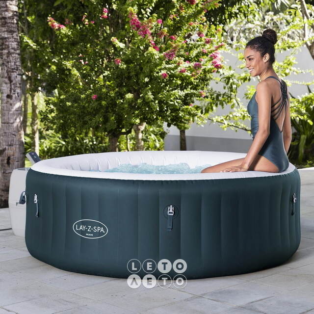 Надувной бассейн-джакузи Lay-Z-Spa: Miami EnergySense 196*66 см, аэромассаж, теплосберегающий тент Bestway