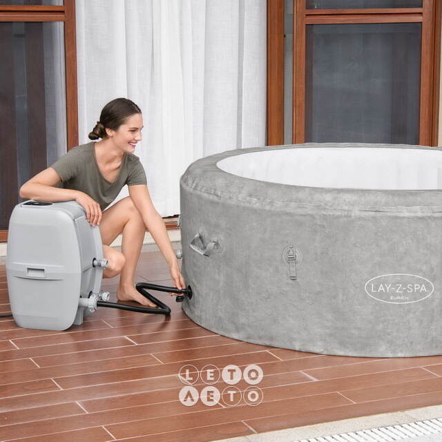 Надувной бассейн-джакузи Lay-Z-Spa: Zurich 180*66 см, аэромассаж, теплосберегающий тент Bestway