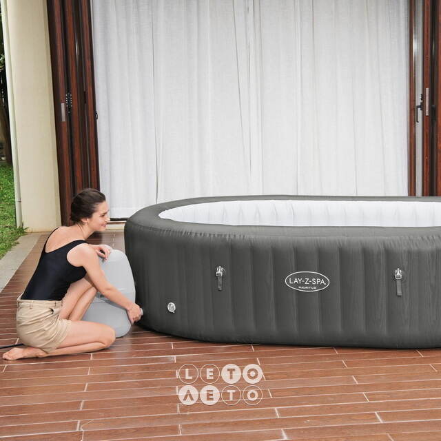 Надувной овальный бассейн-джакузи Lay-Z-Spa: Mauritius 270*180*71 см, аэромассаж, теплосберегающий тент Bestway