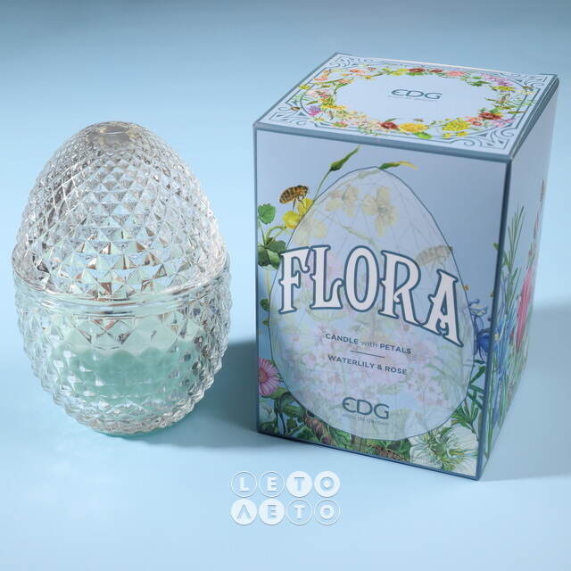Ароматическая свеча Flora - Waterlily&Rose 12 см, 20 часов горения EDG