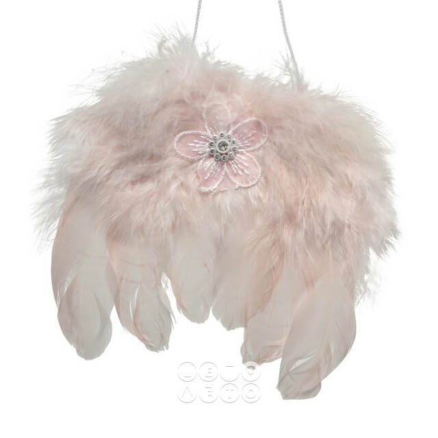 Декоративное украшение Angel Wings 16 см розовые, подвеска Kaemingk