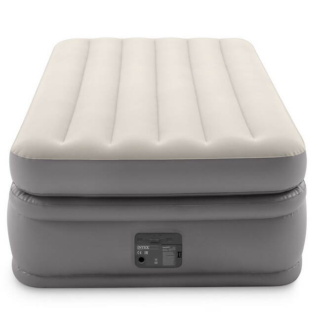 Надувная кровать с насосом Prime Comfort Twin, 99*191*51 см, бежевая INTEX