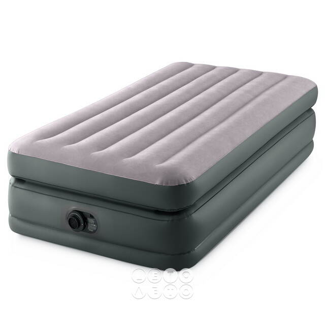 Надувная кровать с насосом Prime Comfort Twin, 99*191*51 см, серая INTEX