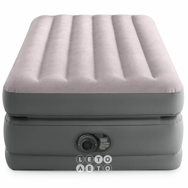 Надувная кровать с насосом Prime Comfort Twin, 99*191*51 см, серая INTEX