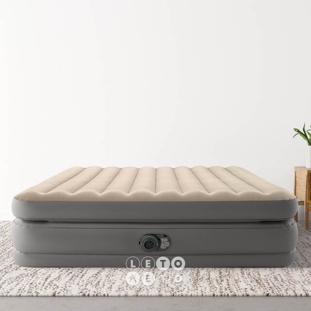 Надувная кровать с насосом Prime Comfort Queen, 152*203*51 см, бежевая INTEX