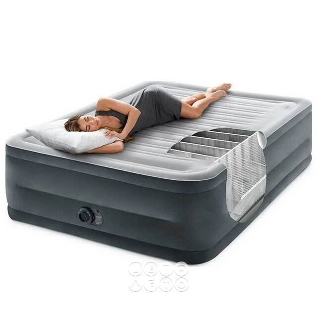 Надувная кровать с насосом Comfort-Plush 152*203*56 см INTEX