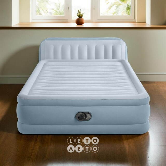 Надувная кровать с насосом Queen Plush 152*236*86 см INTEX