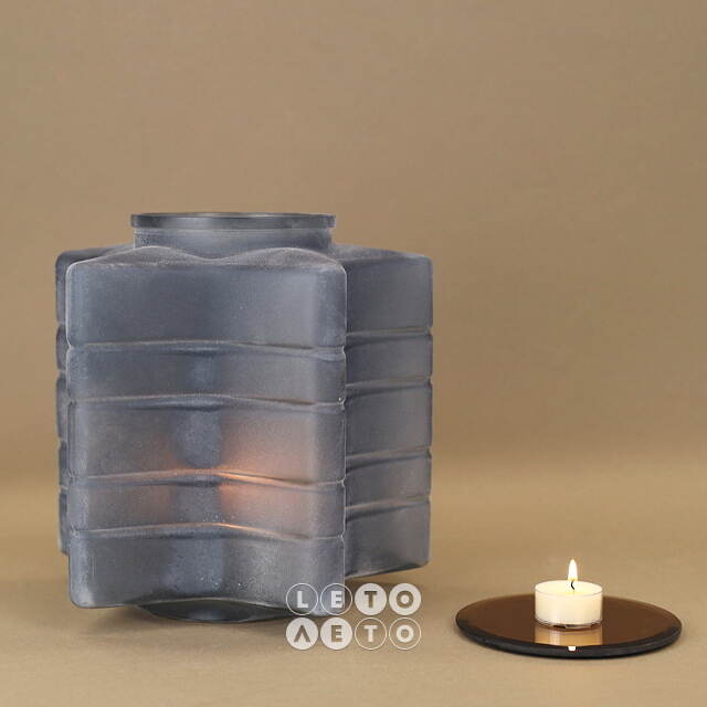 Стеклянный подсвечник Blue Frosty 23 см Kaemingk