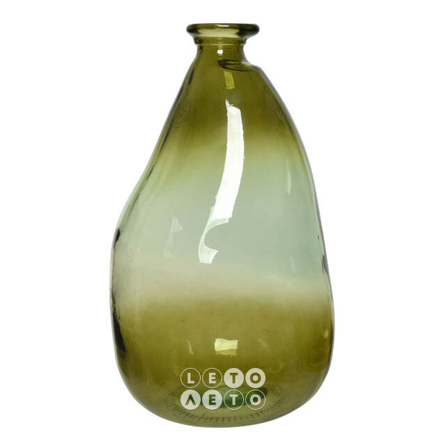 Стеклянная ваза-бутылка Olea 36 см оливковая Kaemingk