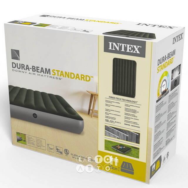Надувной матрас Downy 137*191*25 см, со встроенным ножным насосом INTEX 64762 INTEX