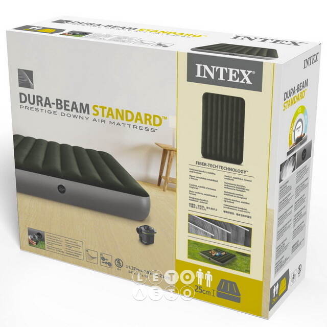 Надувной матрас с насосом Prestige Downy 137*191*25 см INTEX 64778 INTEX