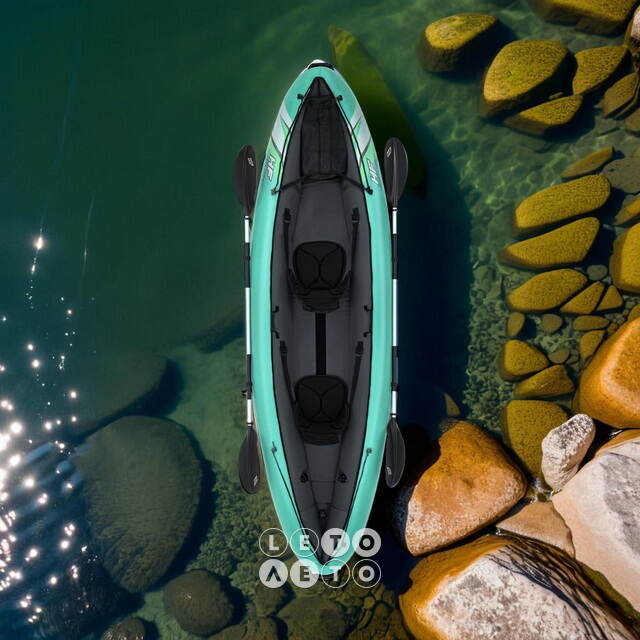 Надувная байдарка Ventura Elite-X2 двухместная 330*86 см + насос и весла Bestway