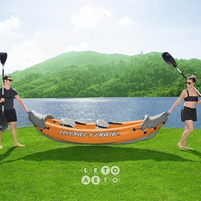 Надувная байдарка Rapid-X2 двухместная 321*100 см + насос и весла Bestway