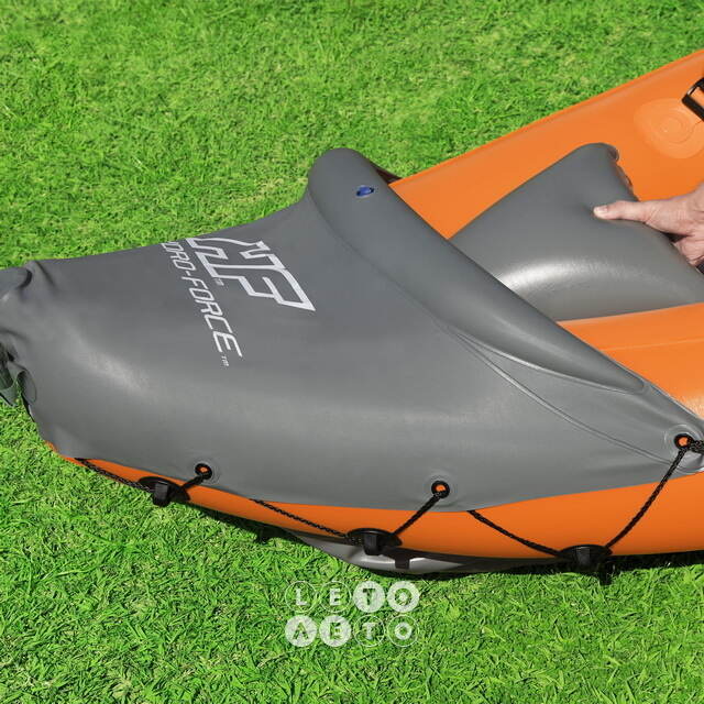 Надувная байдарка Rapid-X3 трехместная 381*100 см + насос и весла, оранжевая Bestway