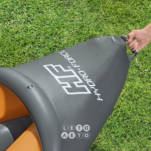 Надувная байдарка Rapid-X3 трехместная 381*100 см + насос и весла, оранжевая Bestway
