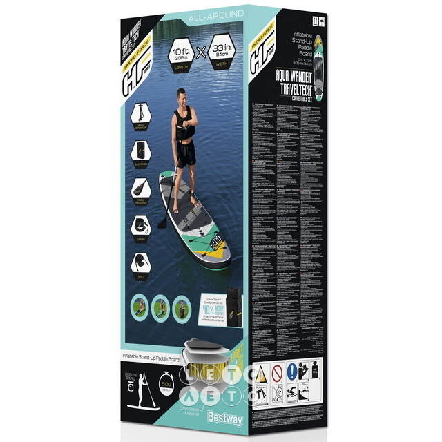 Надувной сап борд SUP Aqua Wander Travel 305*84 см с аксессуарами Bestway