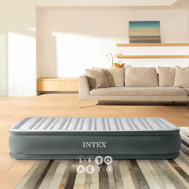Надувная кровать с насосом Comfort-Plush 99*191*33 см INTEX