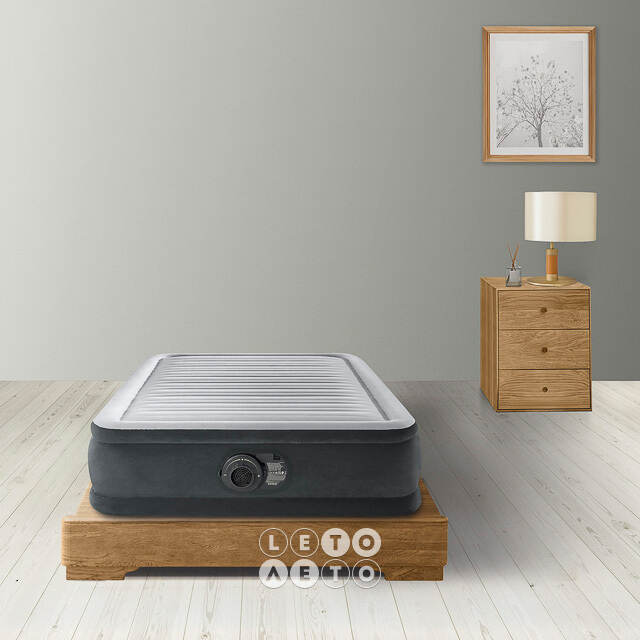 Надувная кровать с насосом Comfort-Plush 99*191*33 см INTEX