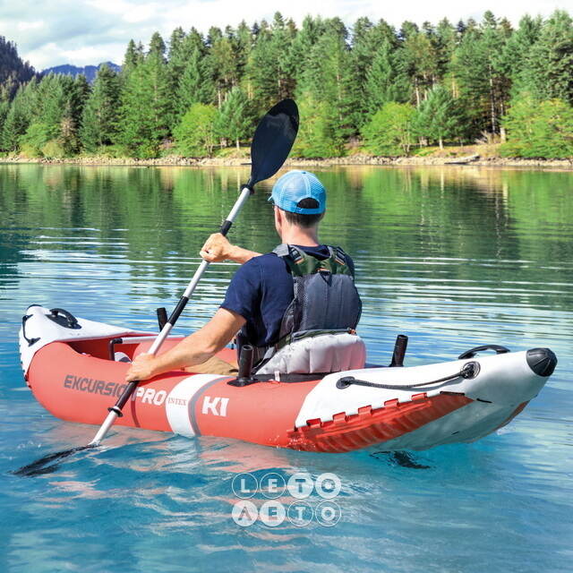 Надувная байдарка Excursion Pro K1 одноместная 305*91*46 см + насос и весло INTEX