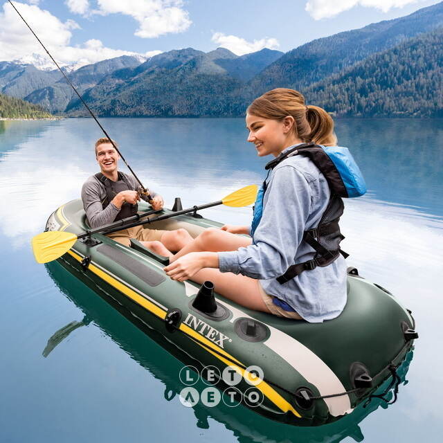 Надувная лодка SeaHawk 200-Set двухместная 236*114*41 см + насос и весла INTEX