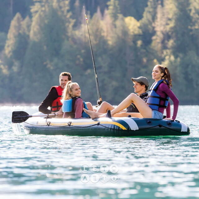 Надувная лодка SeaHawk 400-Set четырехместная 351*145*48 см + насос и весла INTEX