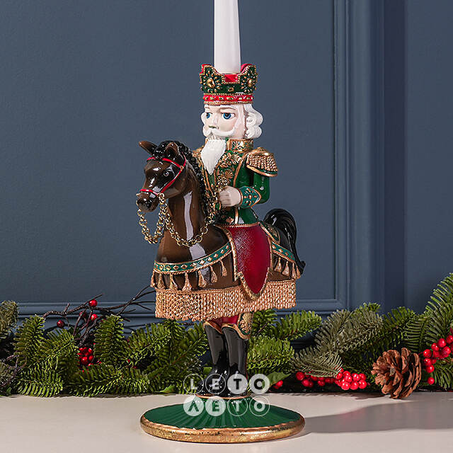 Декоративный подсвечник Щелкунчик - Prince Theodore Christmas 33 см зеленый EDG